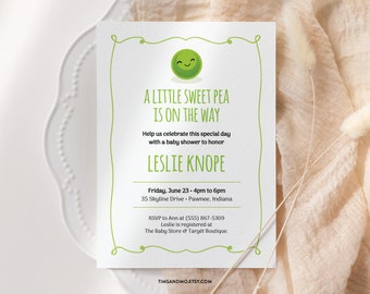 Sweet Pea Baby Shower Invitation: Gender Neutral, Editable Template (Corjl) | BB005