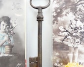 Large key - Key - Old key - French key - Iron key - Vintage key - Farmhouse - Forged key - Shabby chic