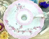 Candlestick pink earthenware 19th century Shabby Chic N2
