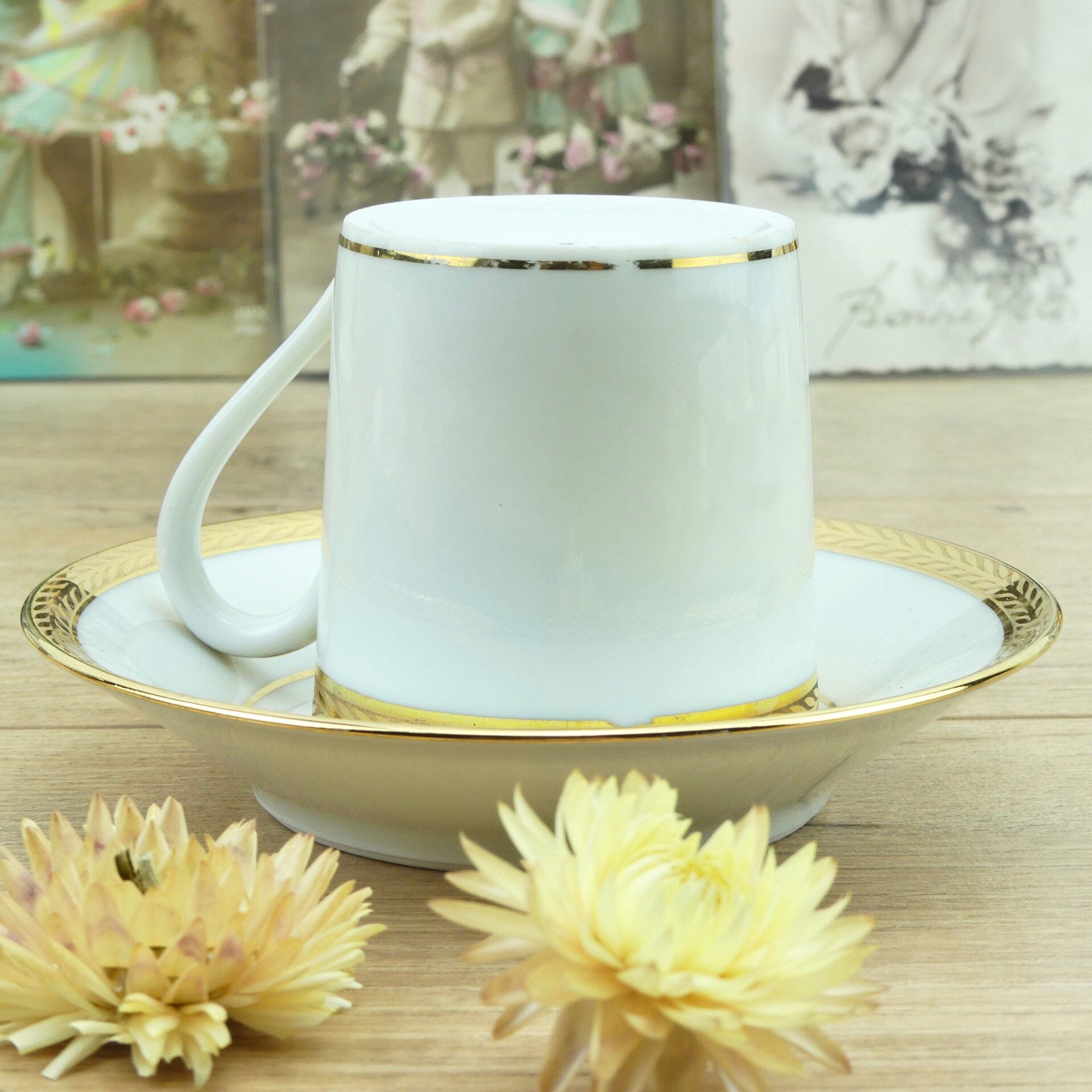 Gold coffee cups Limoges cups Mocha cups Porcelain cups French