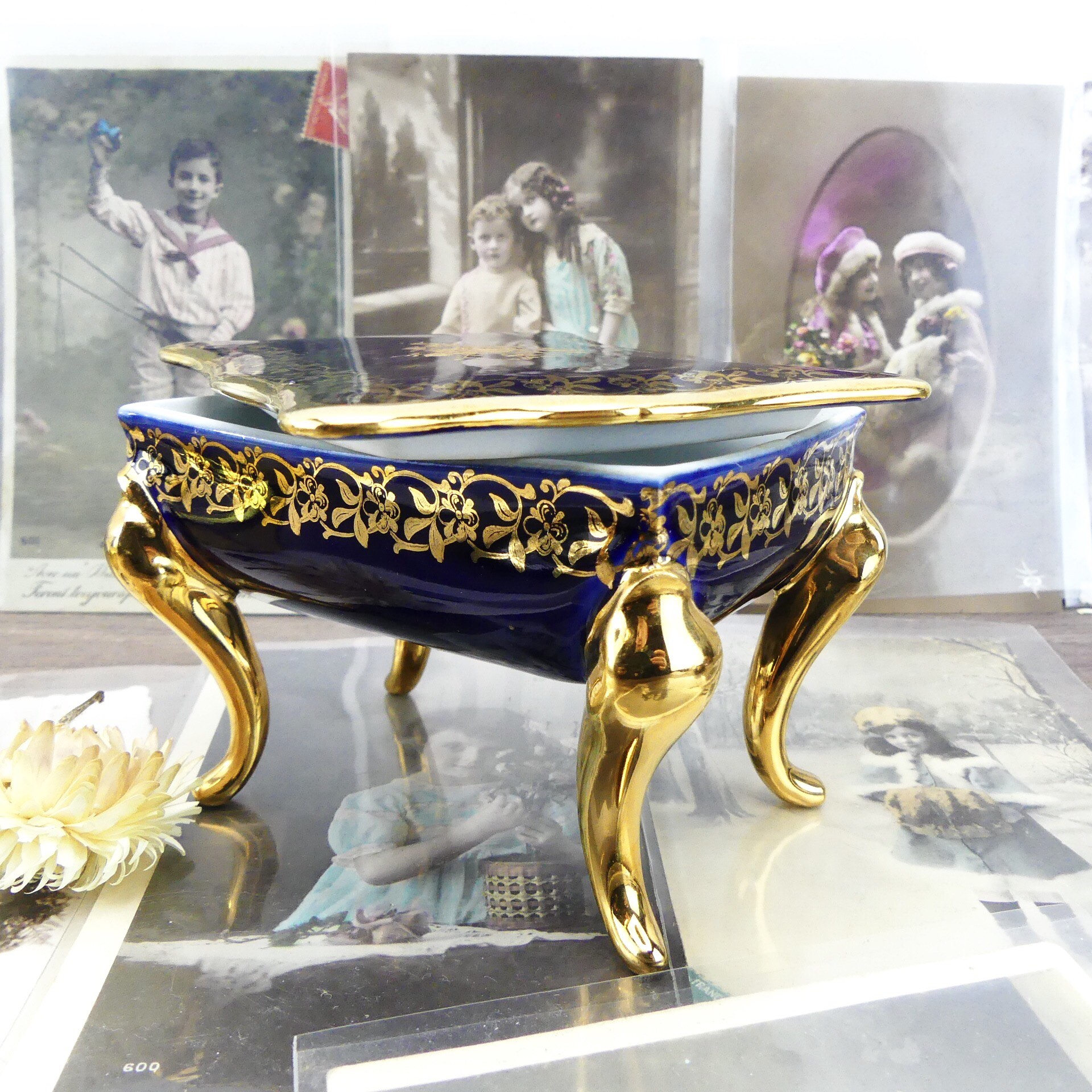 Limoges Pill box Porcelain Limoges Porcelain box French Pill box