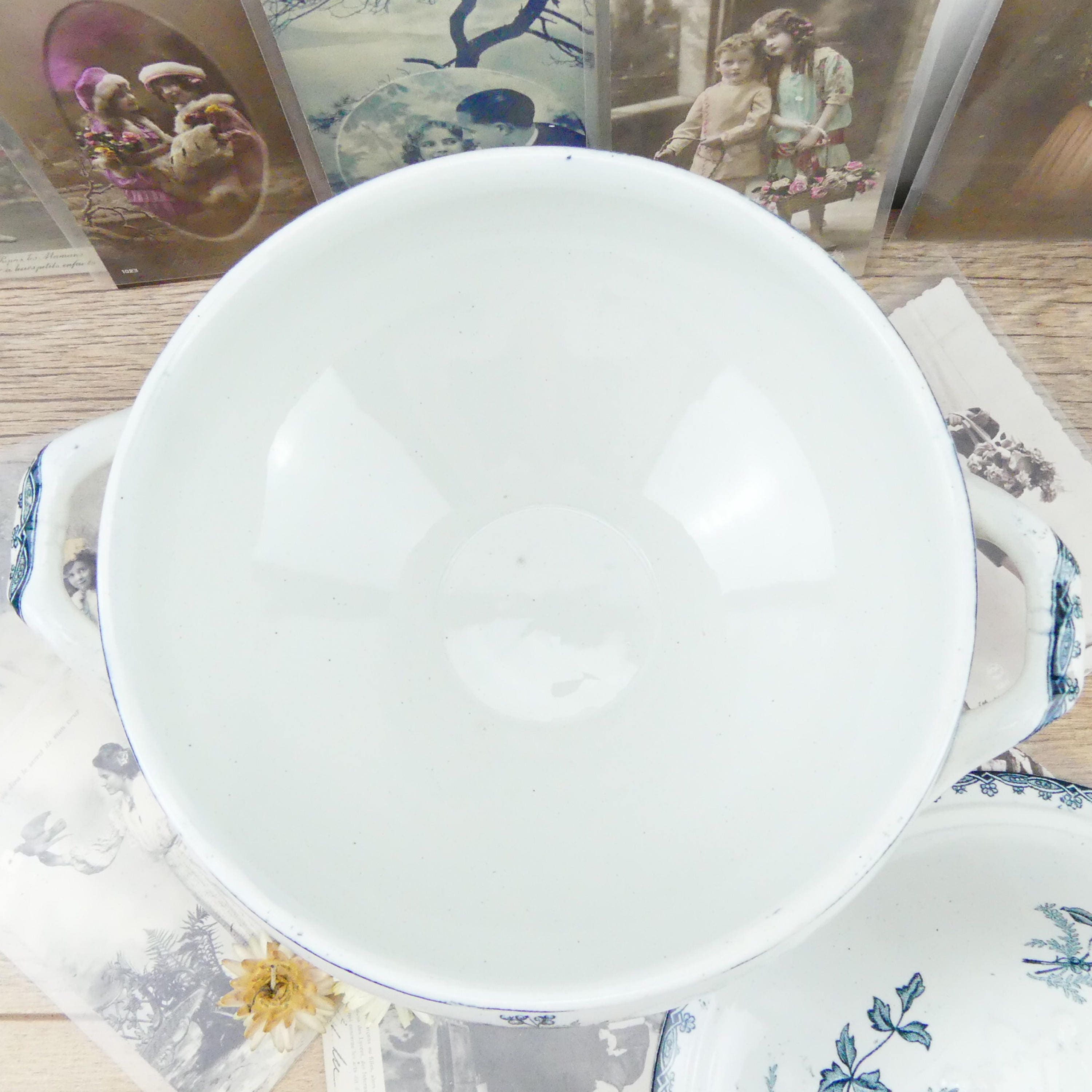 French soup tureen Blue tureen Antique Tureen French country