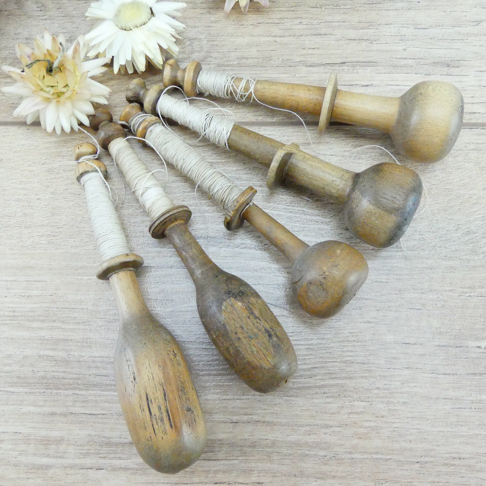Wood spindles Antique spindles Wooden bobbin Wooden spools Lace