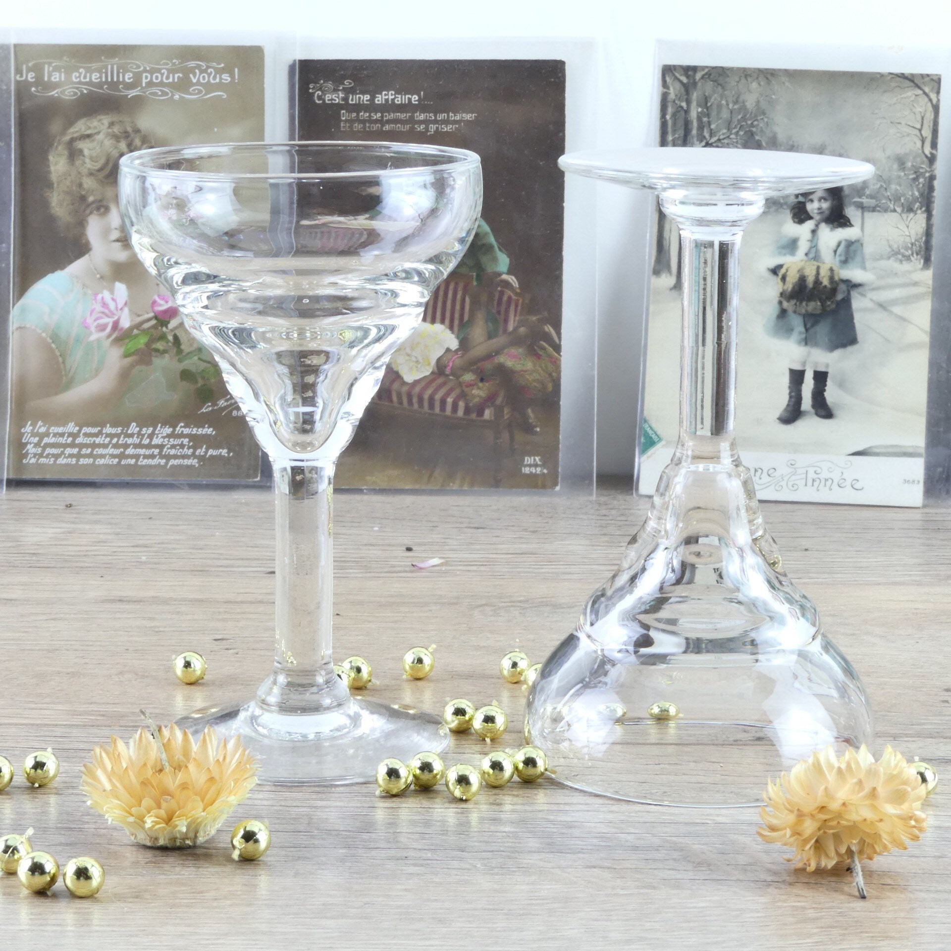 6 Conical Aperitif Glasses In Blown Glass Old French Bistro Etsy