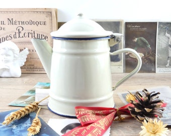 Enamel coffee maker - Enamel Coffee pot - French coffee maker -  french kitchen - Antique kitchen - Shabby chic coffee maker - Cottage