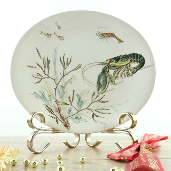 Assiette à poisson anglaise Johnson Bros, assiette ovale ancienne, assiette vintage décor de poissons et de crustacés