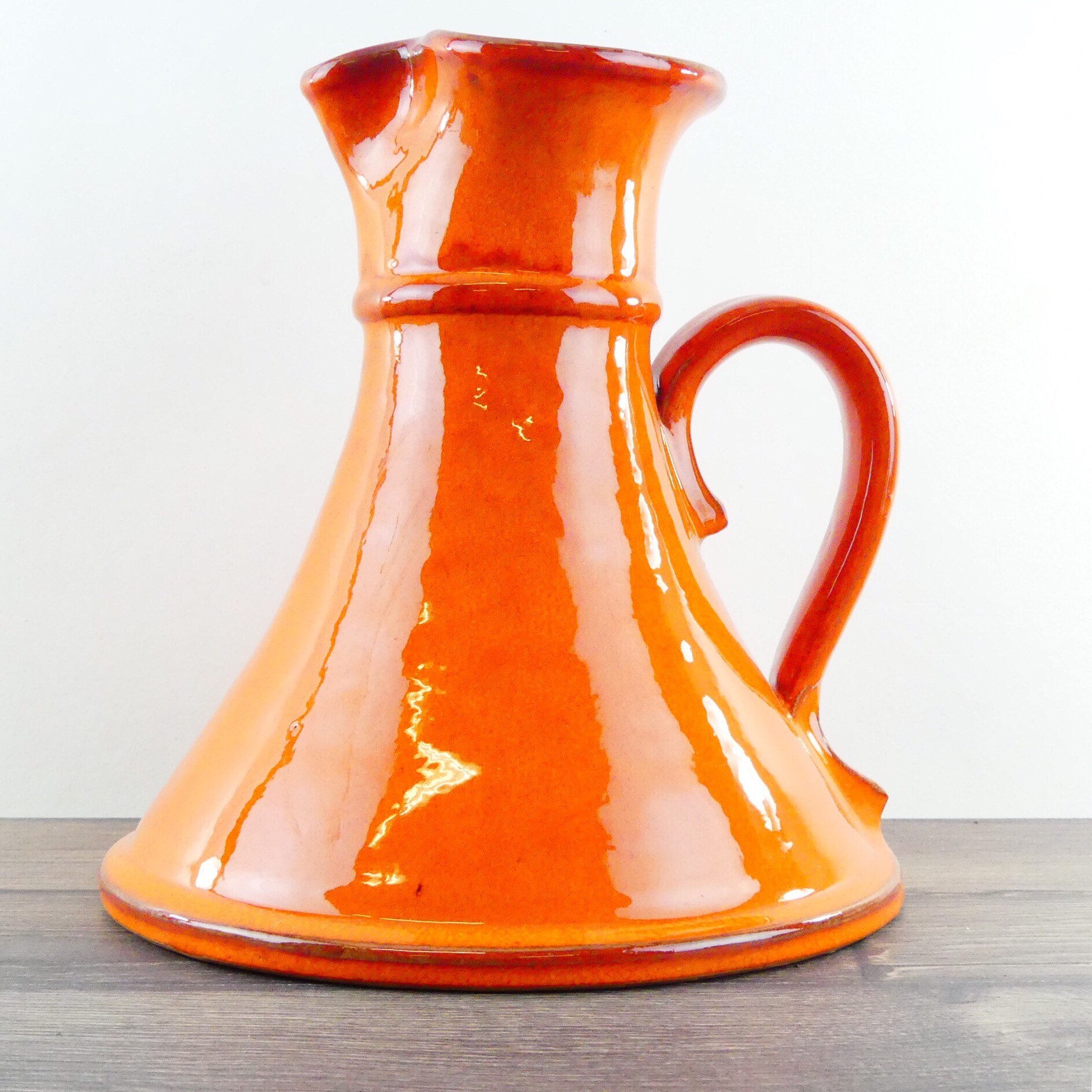 French pitcher Large vintage jug Orange ceramic jug Design