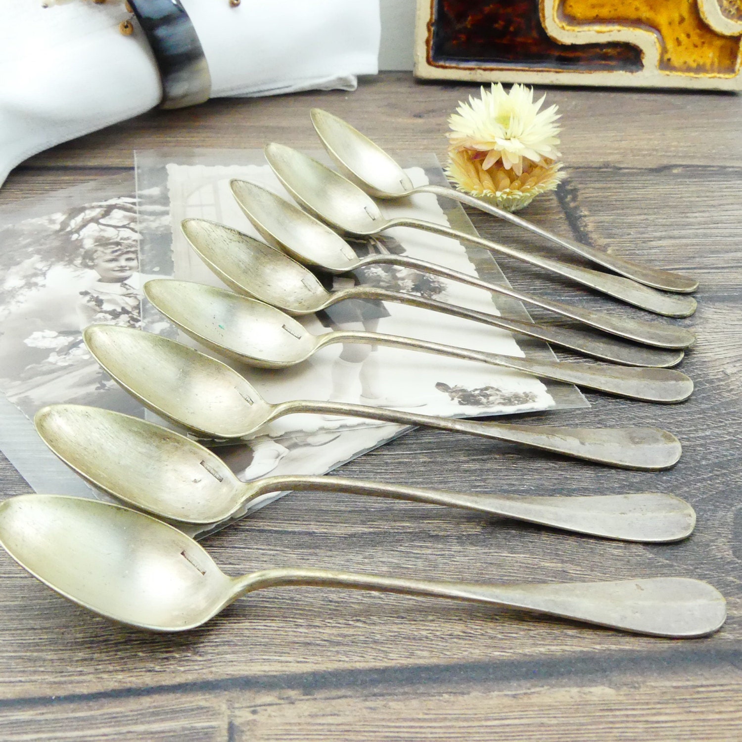 Old spoons Silvered spoons Coffee spoons Dessert spoons French spoons Little Spoons