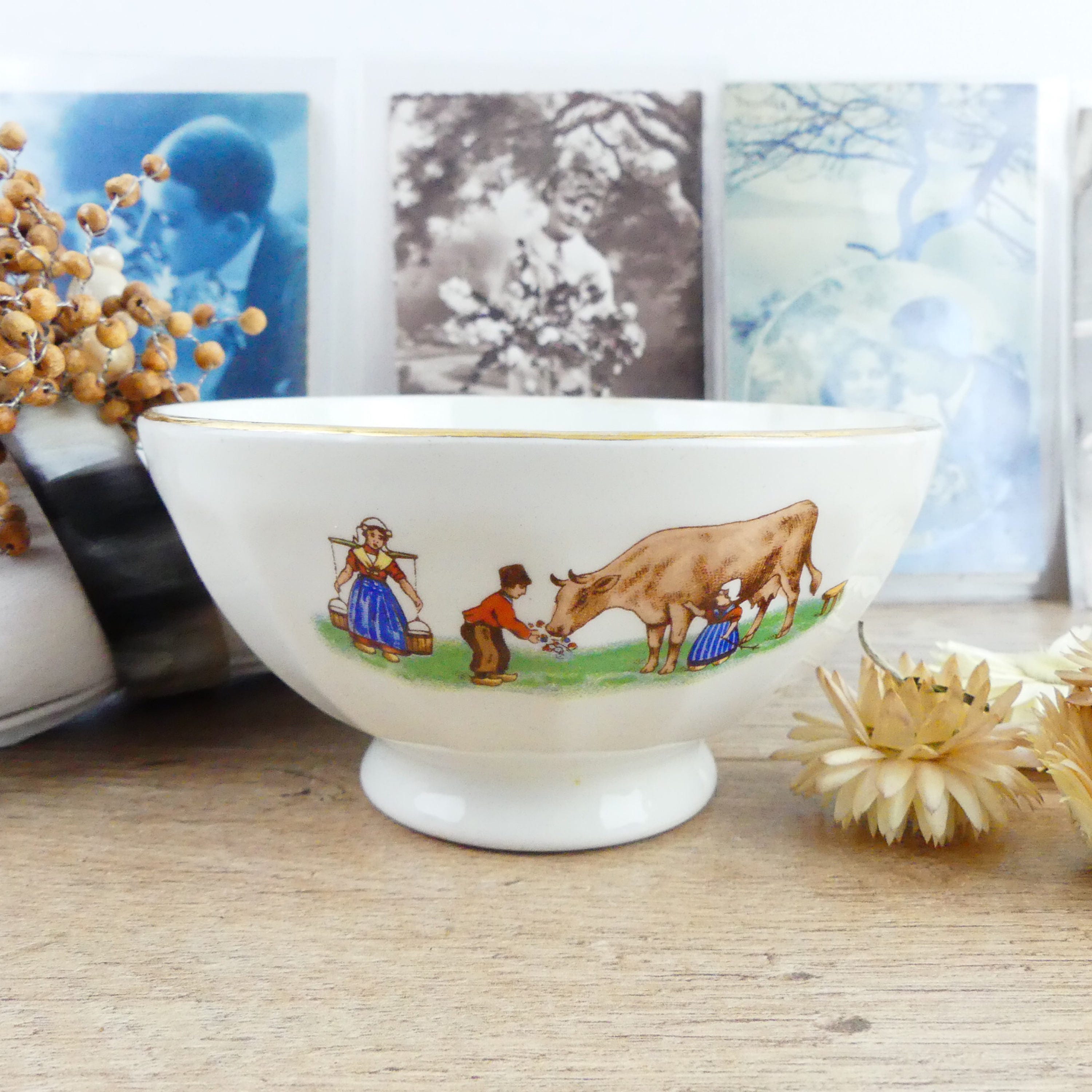 French Bowl Small Bowl Bowl with cow Vintage Bowl Old Bowl