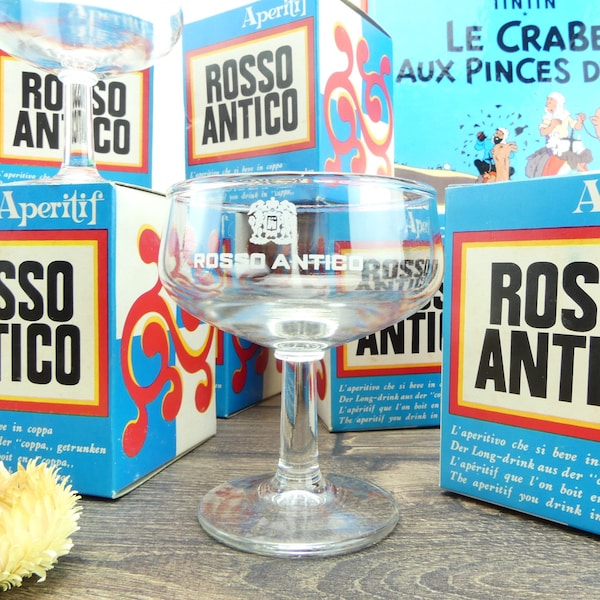 Set 10 verres Apéritif Vintage Rosso Antico 1970 style ancien bistro Rétro