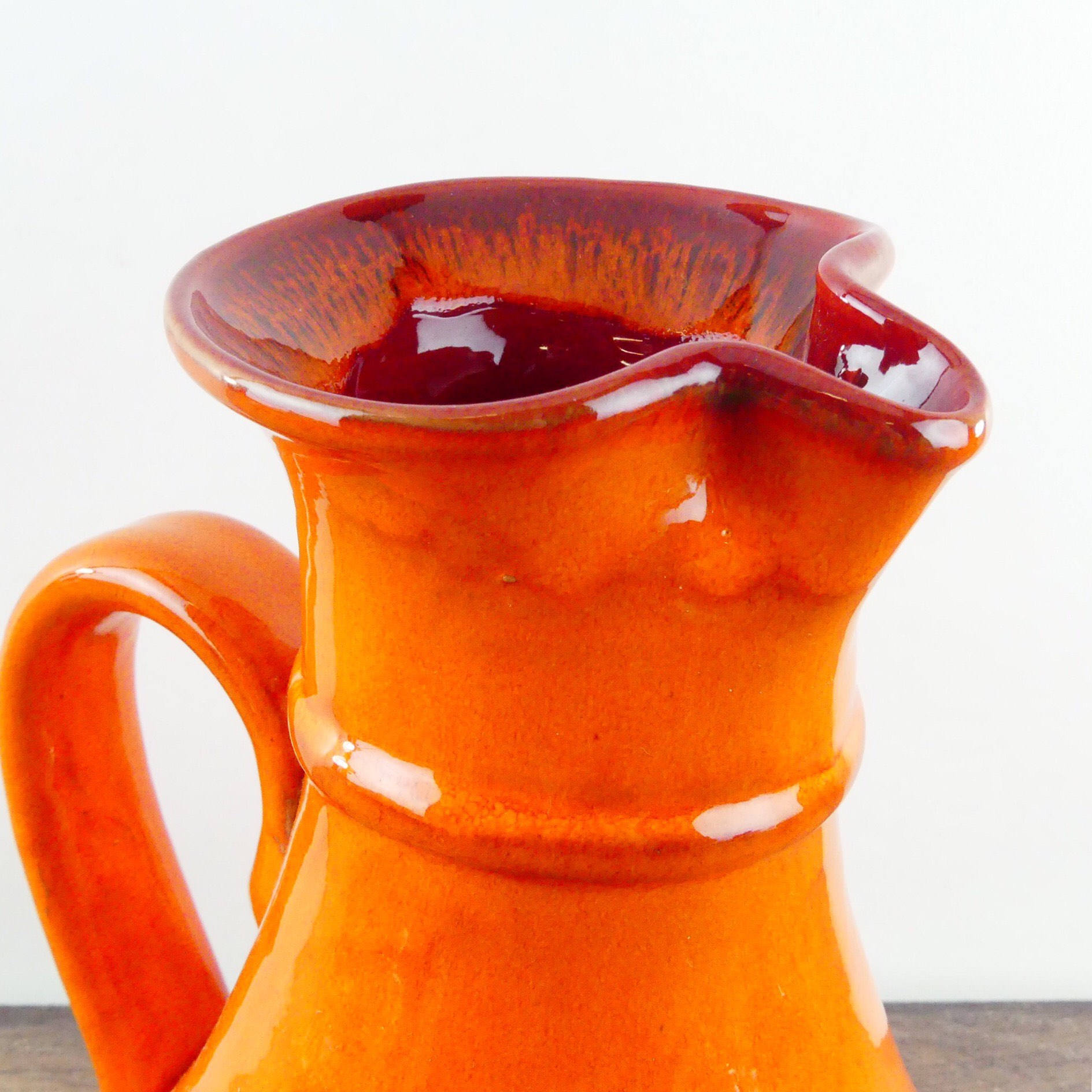 French pitcher Large vintage jug Orange ceramic jug Design