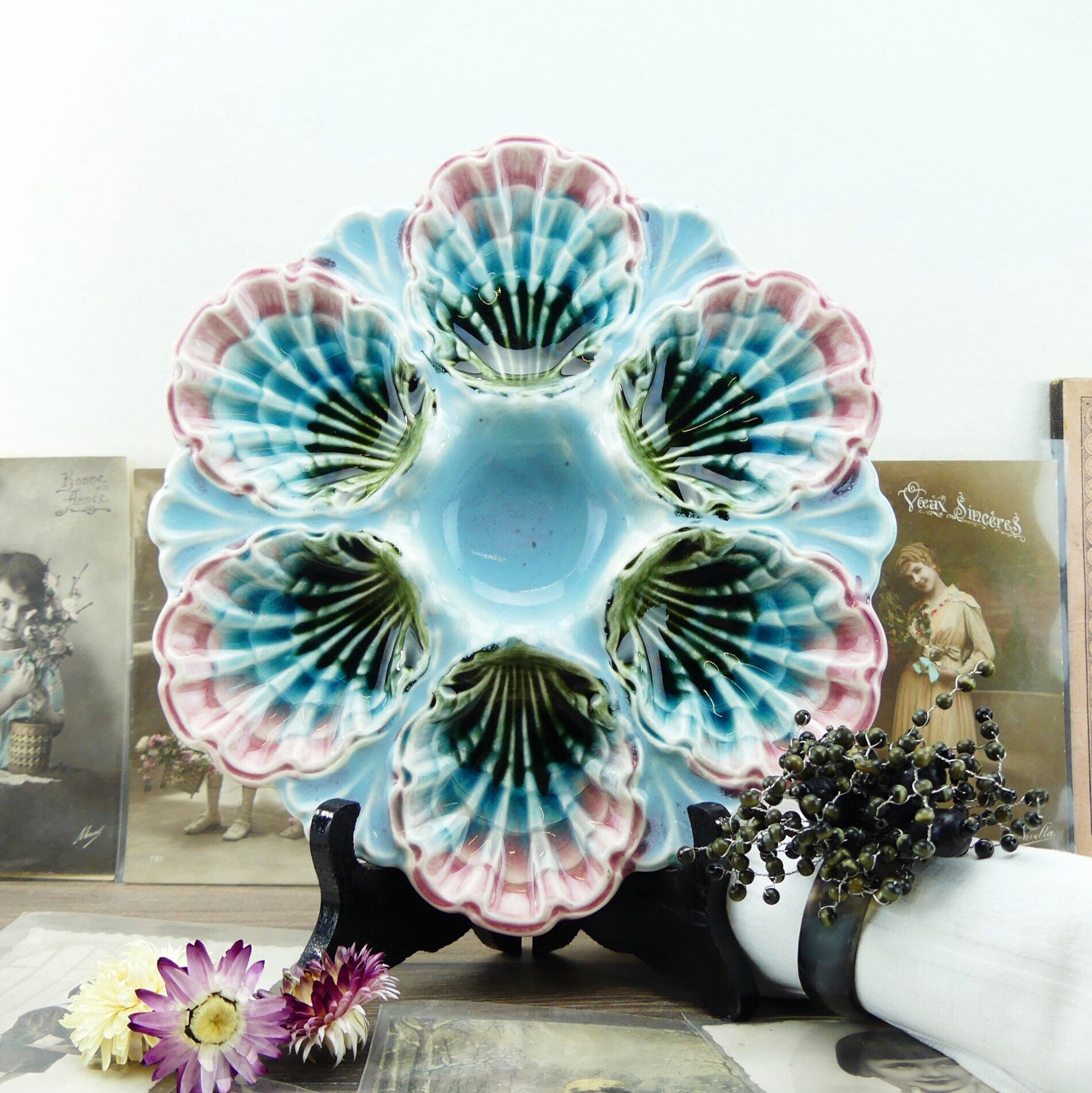 Oyster plate Plate 19th century Oysters Oyster Plate with