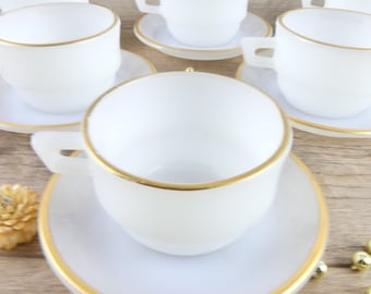 Lot De Tasses à Thé Arcopal Vintage - 3 Tasses + 1 Tasse à Café, France