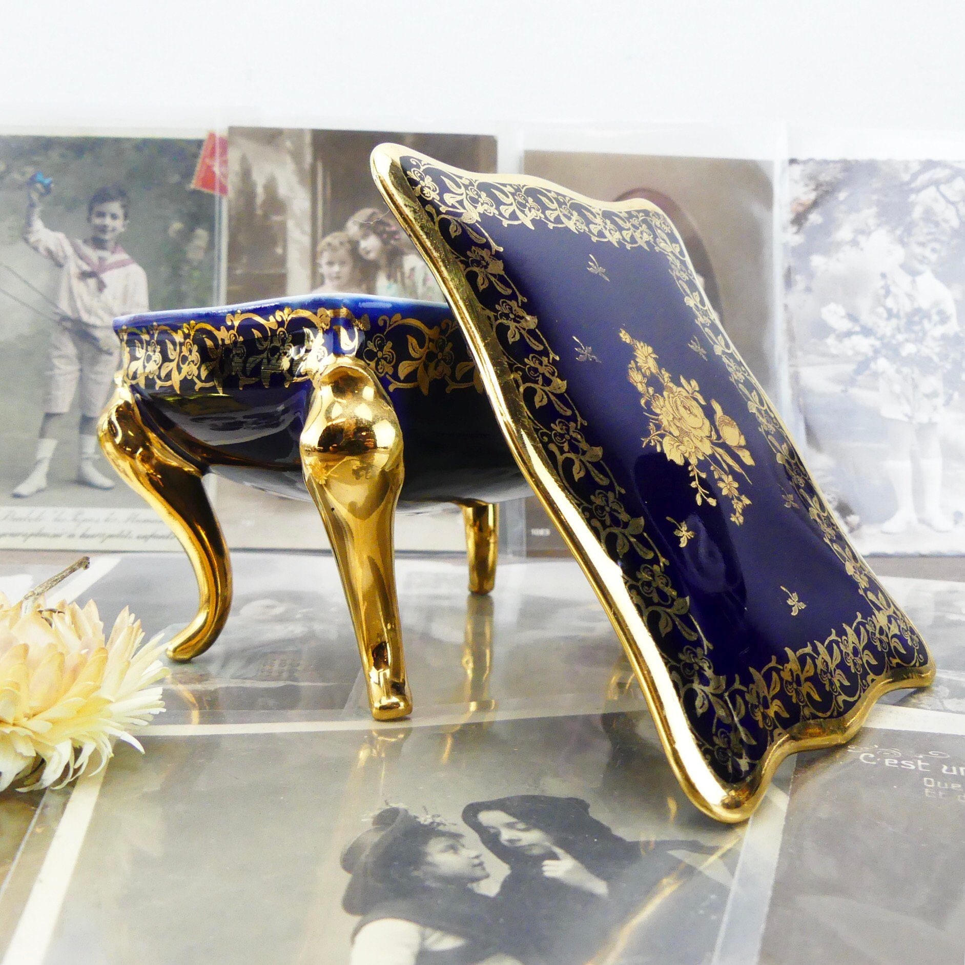 Limoges Pill box Porcelain Limoges Porcelain box French Pill box