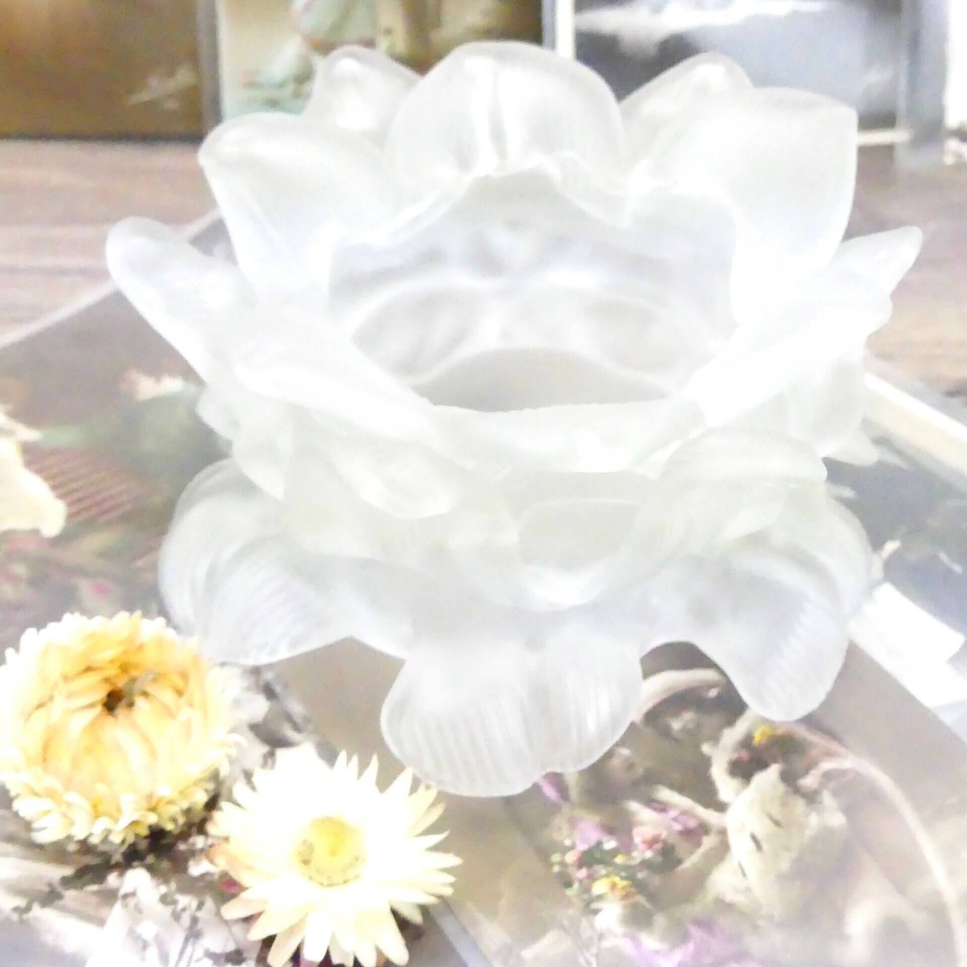 Glass blown flower glass candle holders Candle holders antique