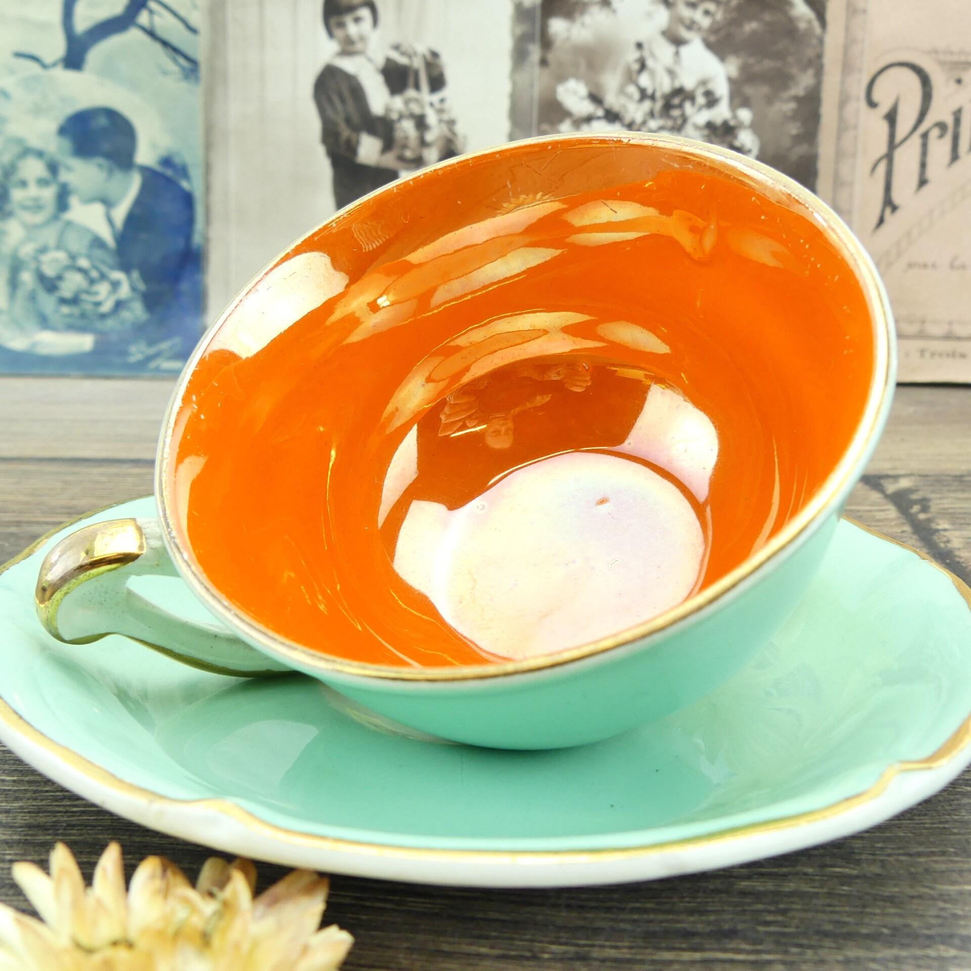 Colorful French coffee cups 1950 Trianonold French mugs Shabby Chic