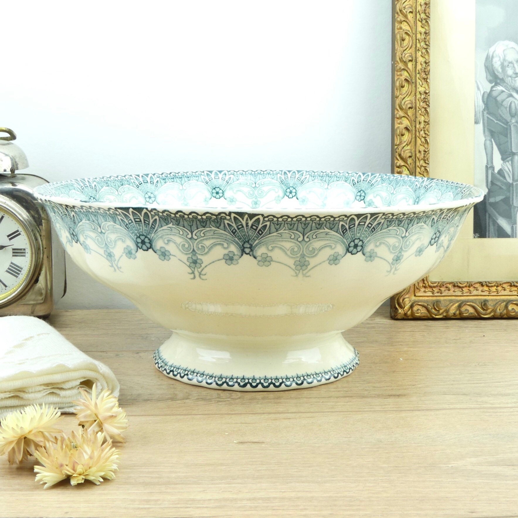 Large bowl Salad bowl French big bowl 19th century Paris apartment French bowl