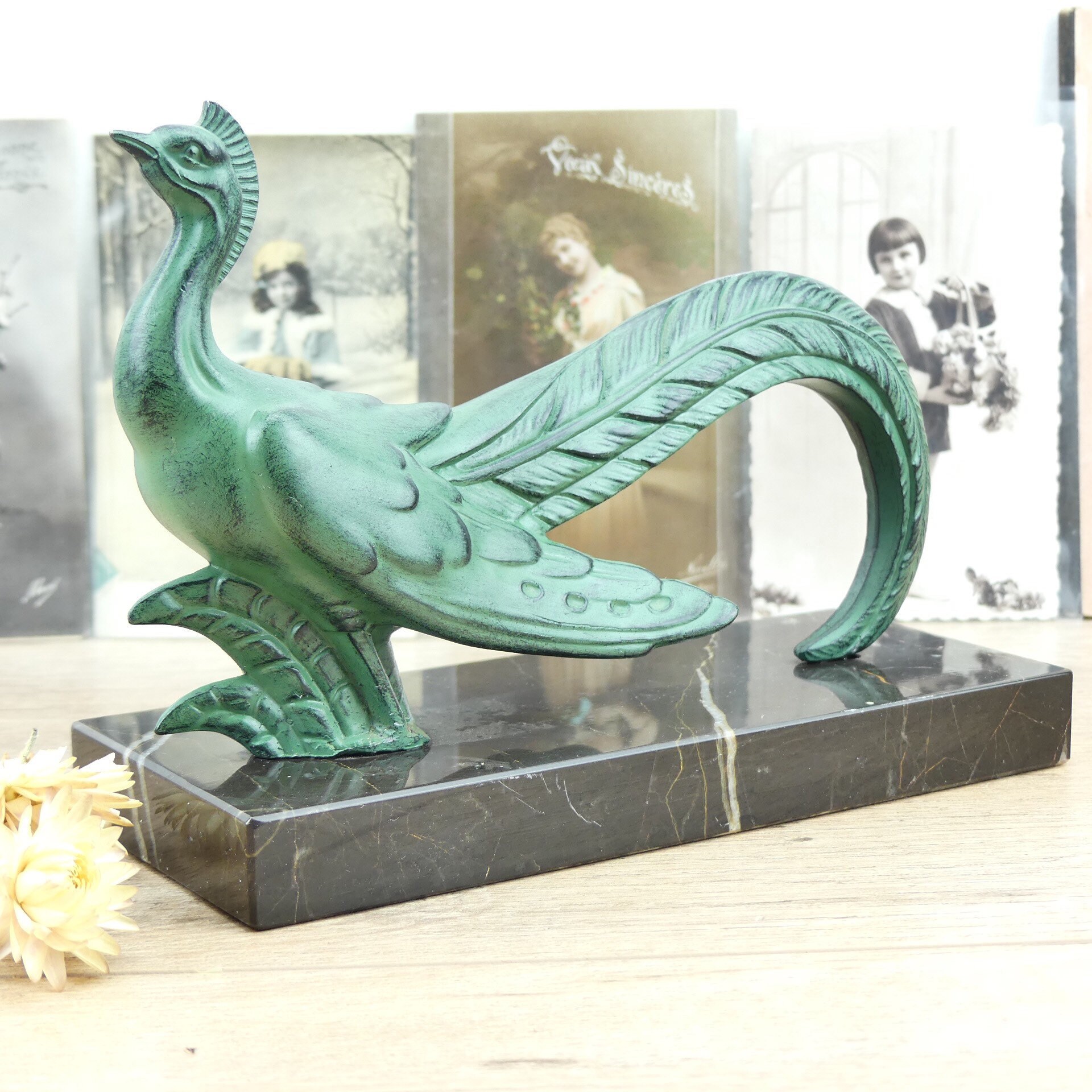 Animal Art Deco Peacock with marble, animal print