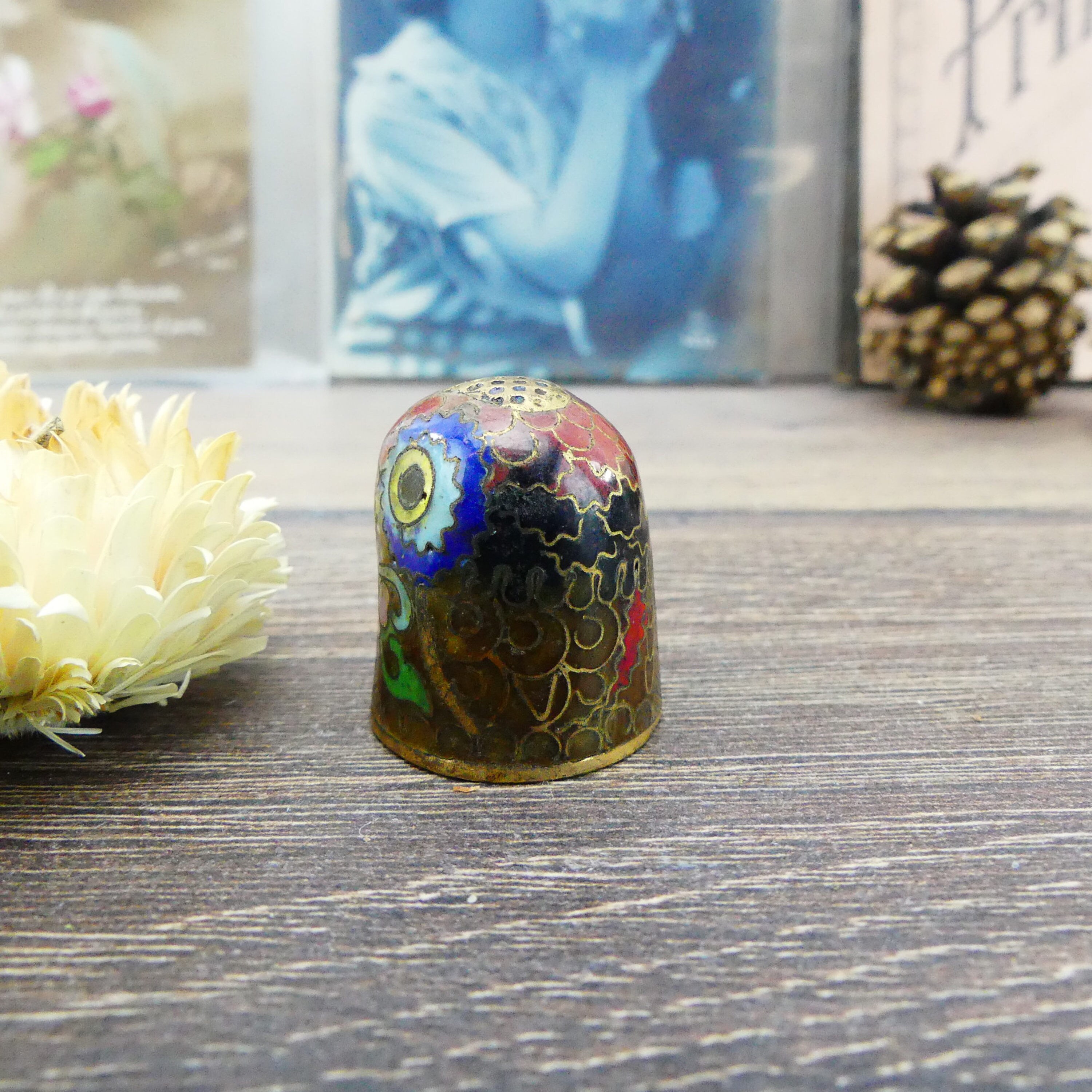 Sewing thimble collectible thimble enamel porcelain thimble bird