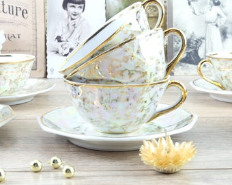 6 petites TASSES à café vintage en verre vert - France