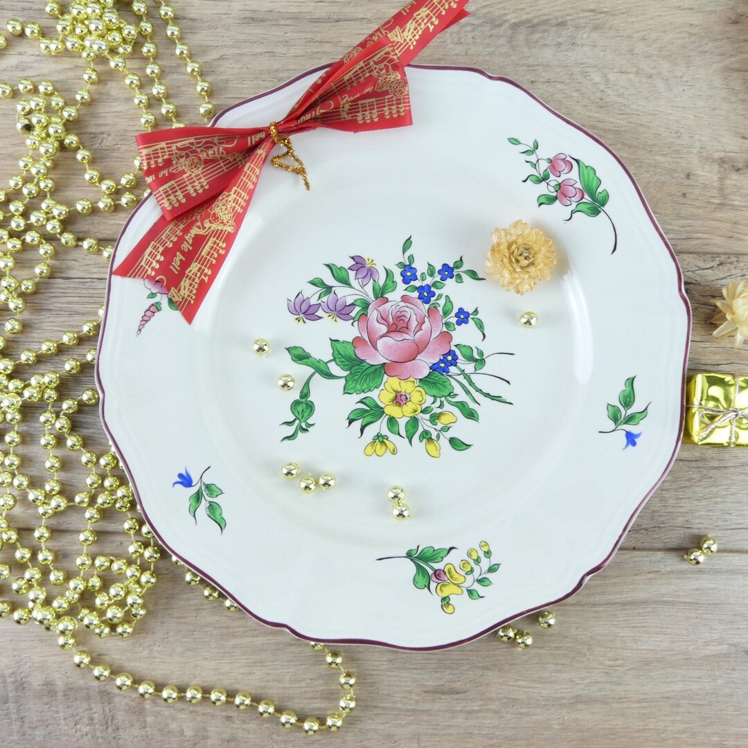 French Dinner Plate Lunéville Flower Decoration Old French Etsy