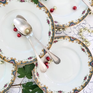 5 Limoges Art Nouveau dessert plates, French plates with rose decoration, luxury small plates, 1910 plates