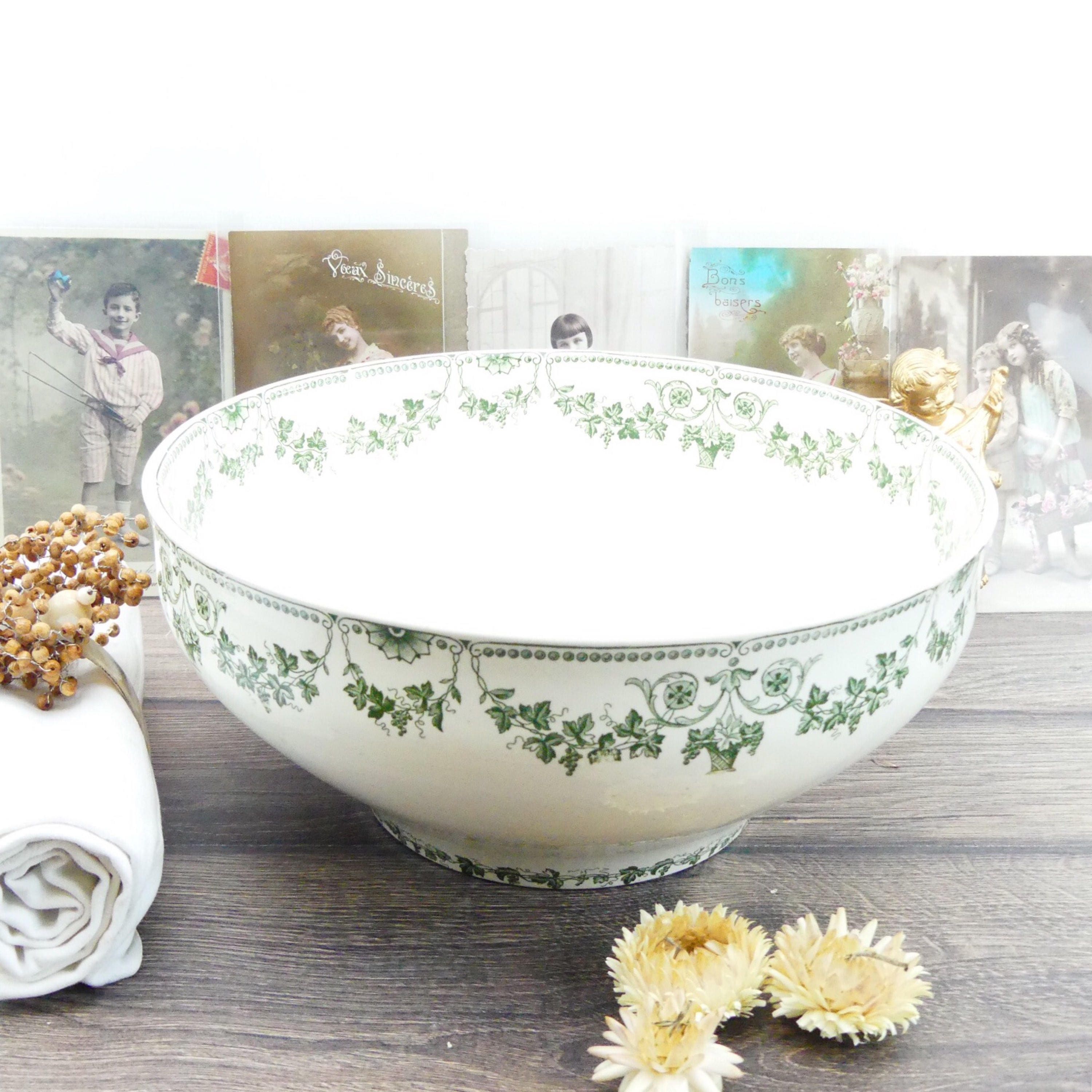 Salad bowl Large french bowl Old salad bowl French salad bowl Green Badonviller