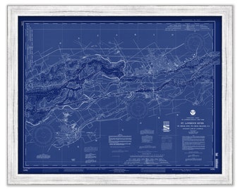 SAINT LAWRENCE RIVER, Saint Regis, Quebec to Croil Islands, New York  - 1992 Nautical Chart Blueprint
