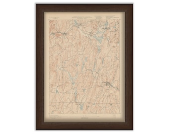 Brookfield, Sturbridge, Brimfield and Warren, Massachusetts 1890 - Topographic Map - Replica and Genuine Original