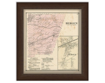 Town and Village of BERGEN, Genesee County, New York 1866 Map