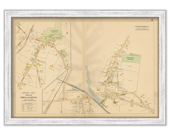 Village of SUDBURY, Massachusetts 1908 Map - Replica or GENUINE Original