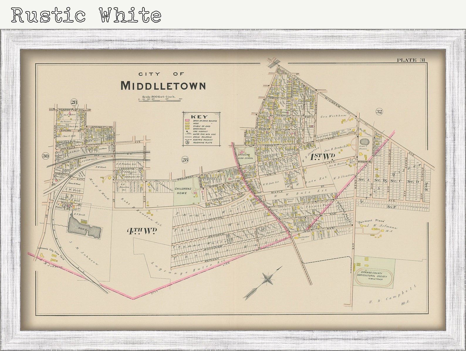MIDDLETOWN New York 1903 Map Replica or Genuine Original | Etsy