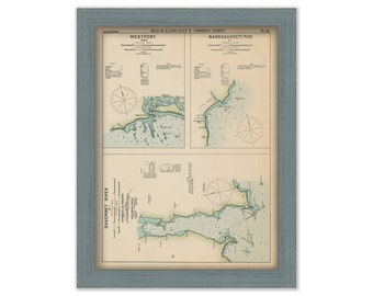 Westport, Narragansett Pier, & Sakonnet river - Nautical Chart by George W. Eldridge Colored Version 0332