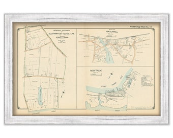 Villages of Montauk, Watermill and South Hampton, Long Island, New York Map 1916 - Replica or Genuine Original