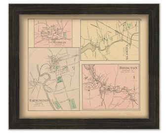 Yarmouth, Bridgeton, Farmington and Gorham, Maine 1890 Map, Replica or GENUINE ORIGINAL