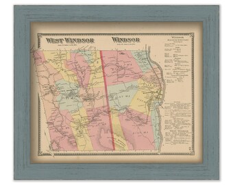 WINDSOR and WEST WINDSOR, Windsor County, Vermont 1869 Map - Replica or Genuine Original