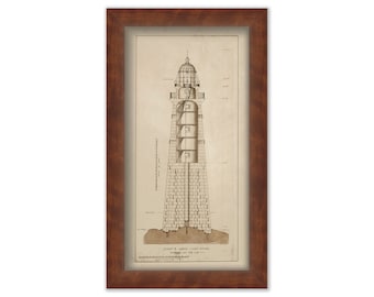 Minot Ledge Light House 1855 Architectural Drawing