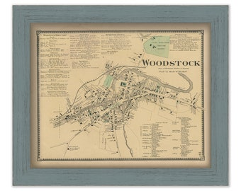 WOODSTOCK VILLAGE, Windsor County, Vermont 1869 Map - Replica or Genuine ORIGINAL