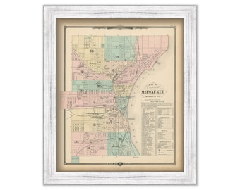 MILWAUKEE, Wisconsin 1878 Map, Replica or Genuine Original