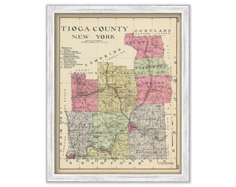 TIOGA County, New York 1912 Map, Replica or GENUINE ORIGINAL