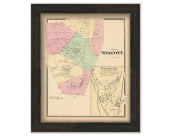 WOLCOTT, Connecticut, 1868 Map, Replica or Genuine Original