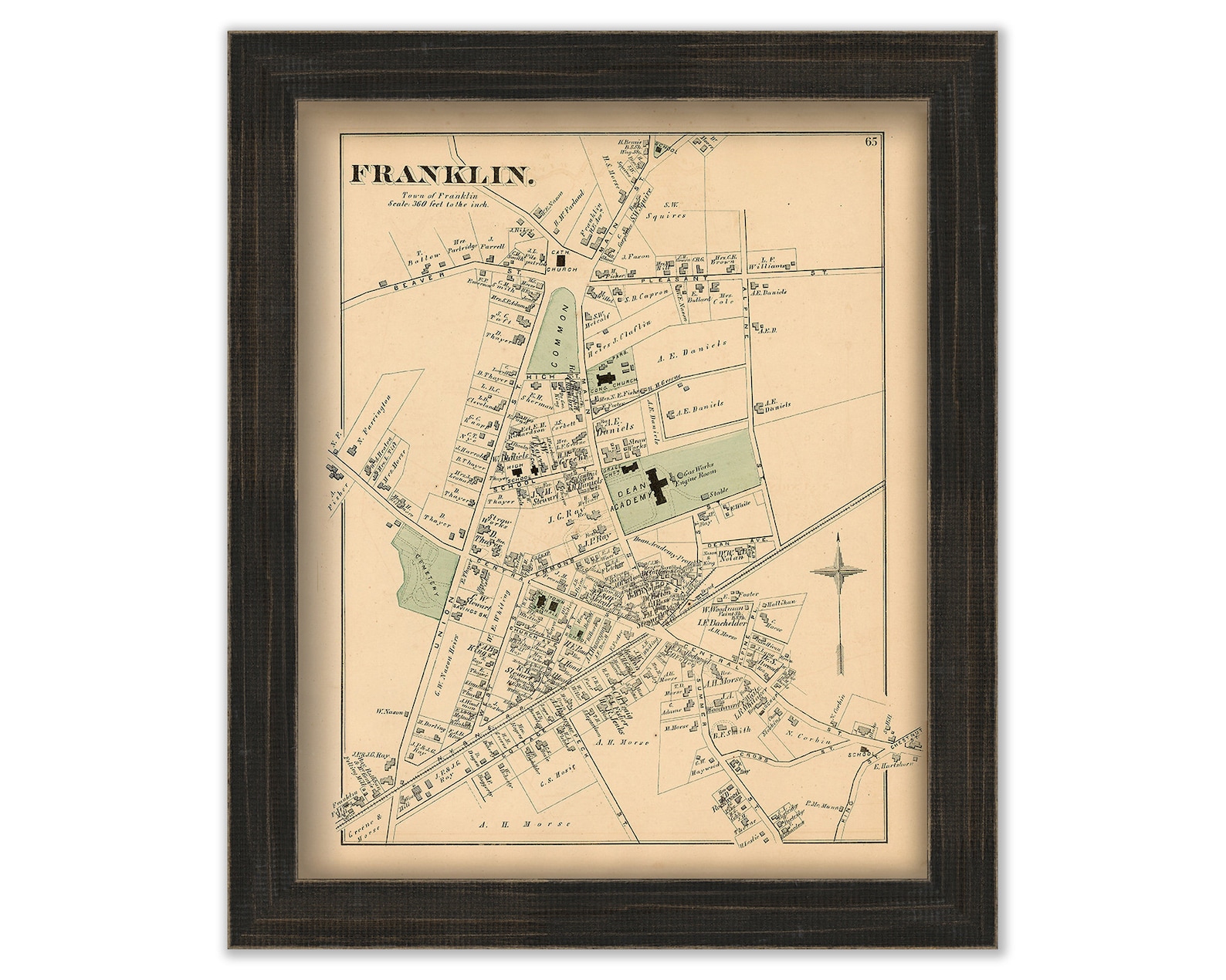 Village Of FRANKLIN 1876 Map Replica Or GENUINE Il 70m3 