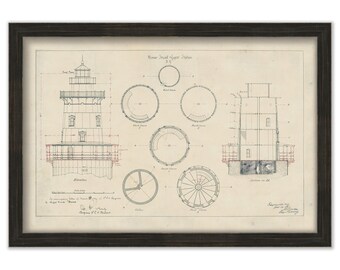 ROMER SHOAL LIGHTHOUSE, New York Bay, New Jersey  - Drawing of the Lighthouse as it was in 1898.