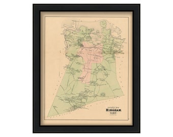 Town of Hingham, Massachusetts 1879 Map-Colored Reproduction