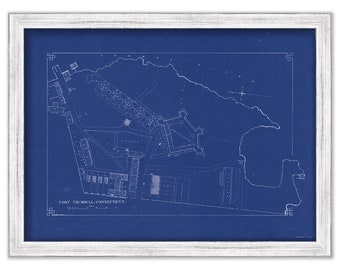 FORT TRUMBULL, New London, Connecticut -  1906 Blueprint Drawing and Plan