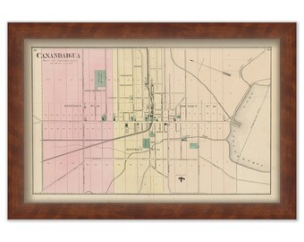 CANADAIGUA VILLAGE, New York 1874 Map