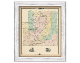 CHIPPEWA COUNTY, Wisconsin 1878 Map, Replica or Genuine Original