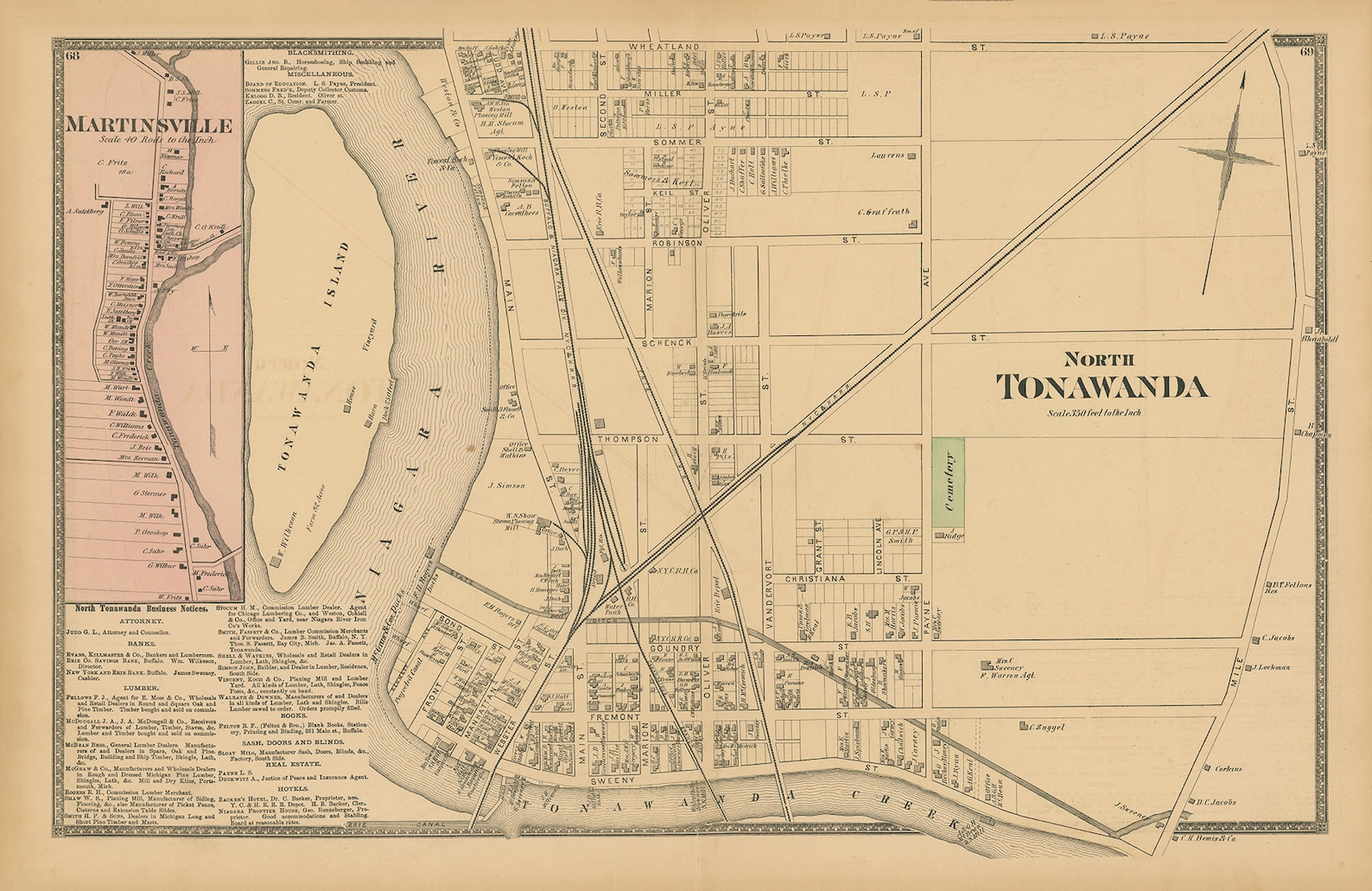 NORTH TONAWANDA New York 1875 Map Replica or Genuine Etsy