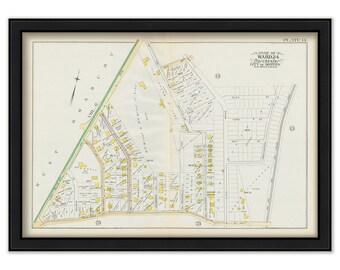 DORCHESTER, Massachusetts 1889 map, Plate 14 - Blue Hill Ave, Harvard St - Replica or GENUINE ORIGINAL