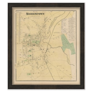 Village of MORRISTOWN, Morris County, New Jersey 1868 - Replica or Genuine Original Map